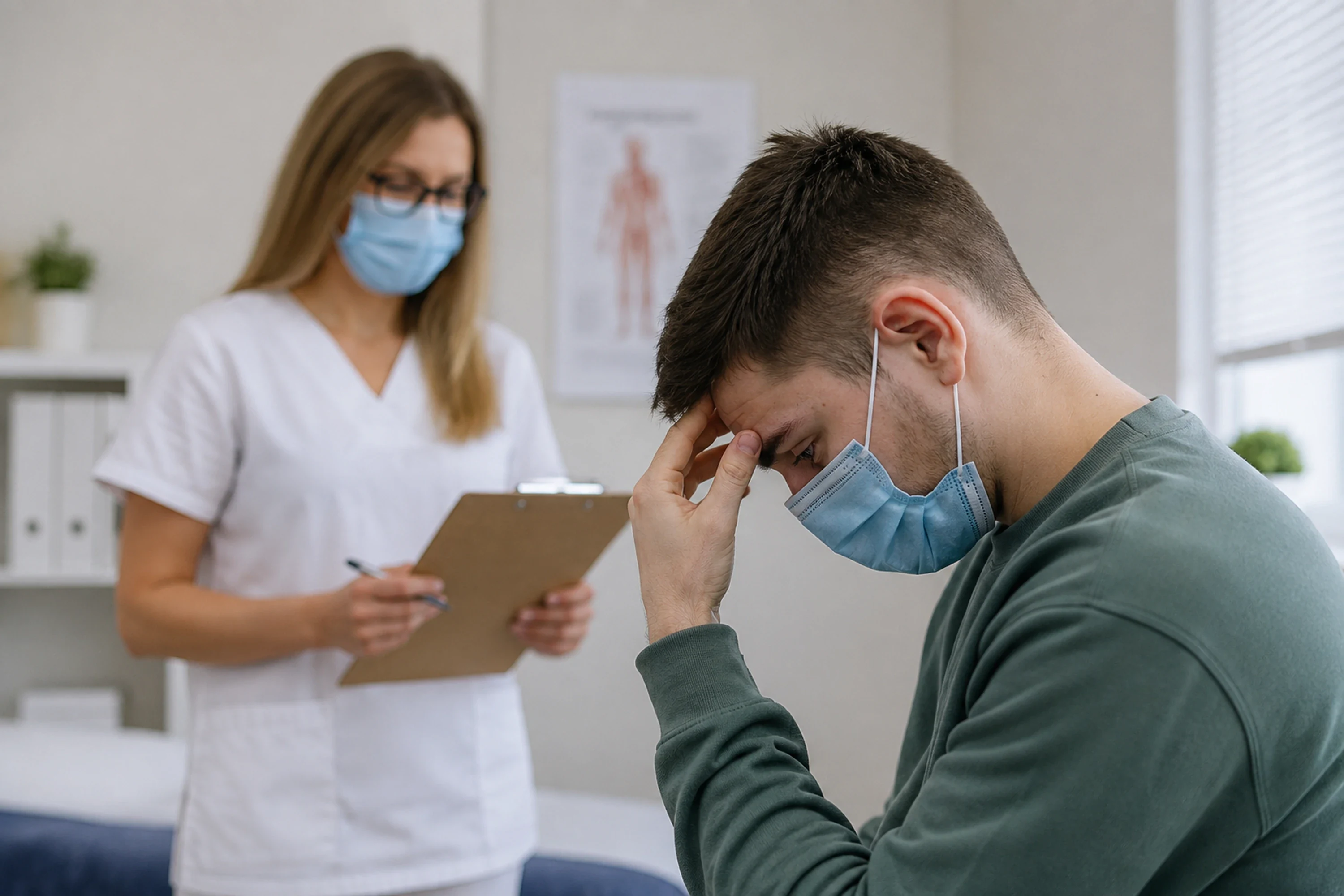 Patient receiving medical guidance during a health consultation